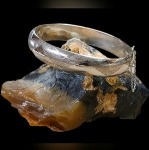 Unique Sterling Silver Bangle Bracelet Handcrafted Polished & Textured